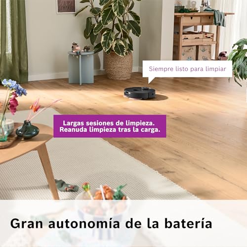 Bosch - Robot Aspirador Spotless MAX, BCRDW3B, aspira y friega, Potencia 11.000 Pa, Almohadillas giratorias, estación Seca-húmeda, Visión Inteligente luz estructurada, Bosch Home Connect App, Negro