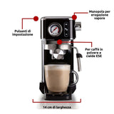 Ariete 1381 - Cafetera con manómetro, compatible con café en polvo y pastillas ESE 1300 W, capacidad 1,1 l, filtro a presión 15 bar, dispositivo capuchino de ½ tazas, color negro