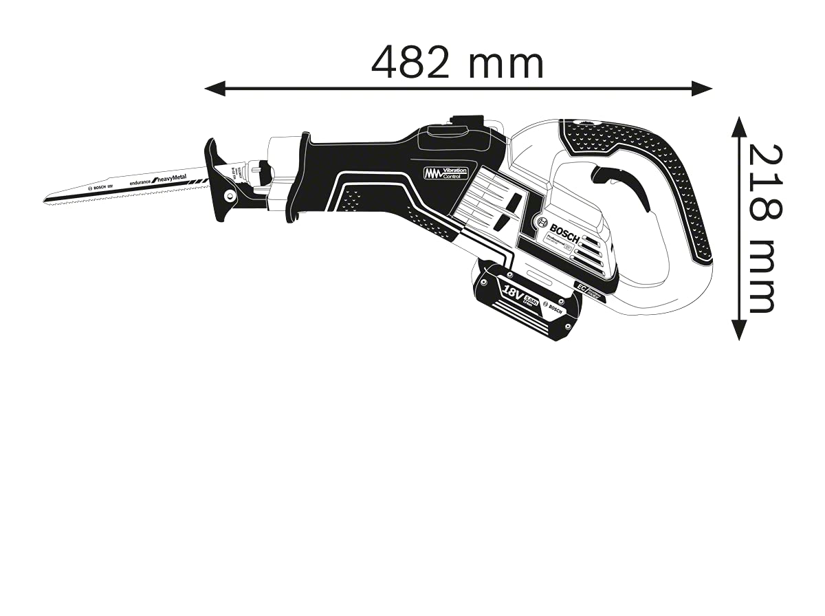 Bosch Professional 18V System GSA 18V-32 - Sierra sable a batería (18V, profundidad de corte 230mm, Vibration Control, sin batería, en maletín)