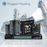TRENDnet, TI-PG50, Conmutador Gigabit Industrial no administrado Reforzado de 5 Puertos, 10/100/1000 Mbps, conmutador DIN-Rail, 4 Puertos Gigabit PoE+, 1 Puerto Gigabit