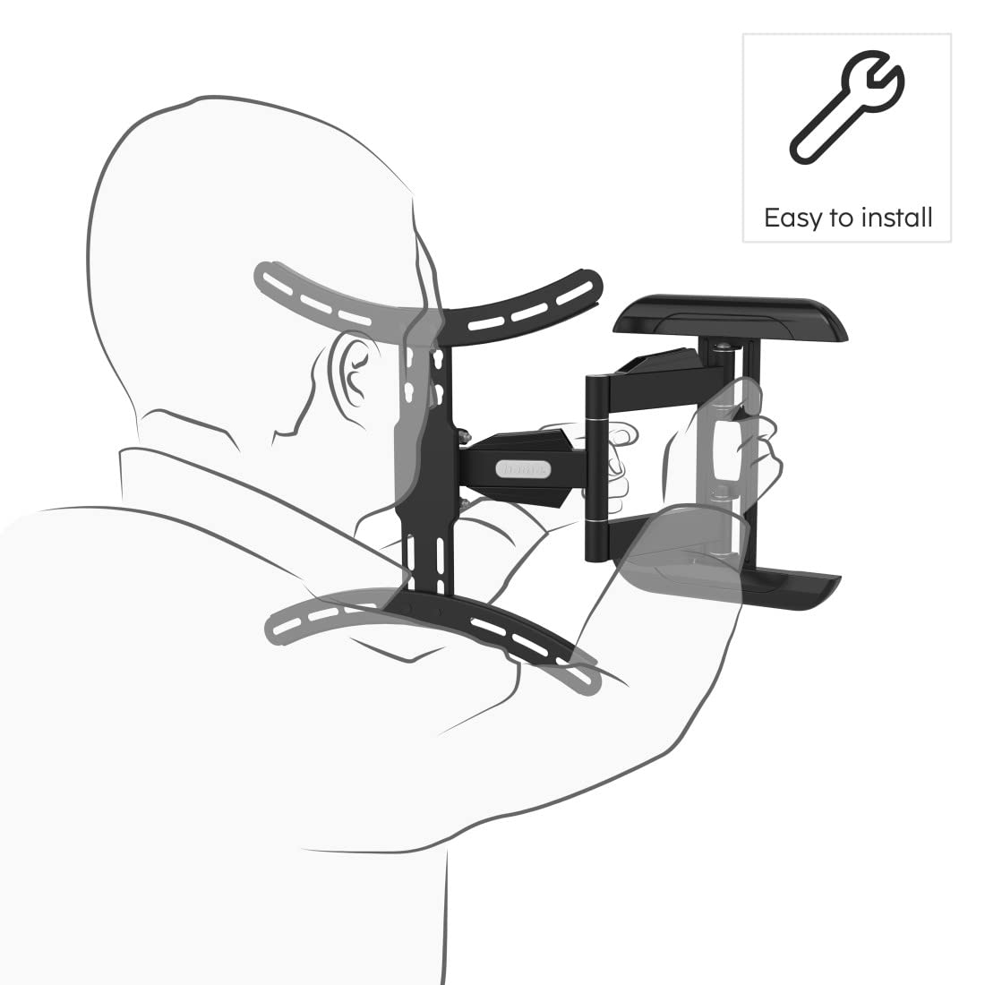 Hama | Soporte para TV de hasta 65" (Soporte de Pared TV estándar VESA 400 x 400, Pantallas de 32" a 65", Organizador de Cable, Carga Máx. 35 Kg, 3 Articulaciones, Inclinación 2/12º, Giro 180º