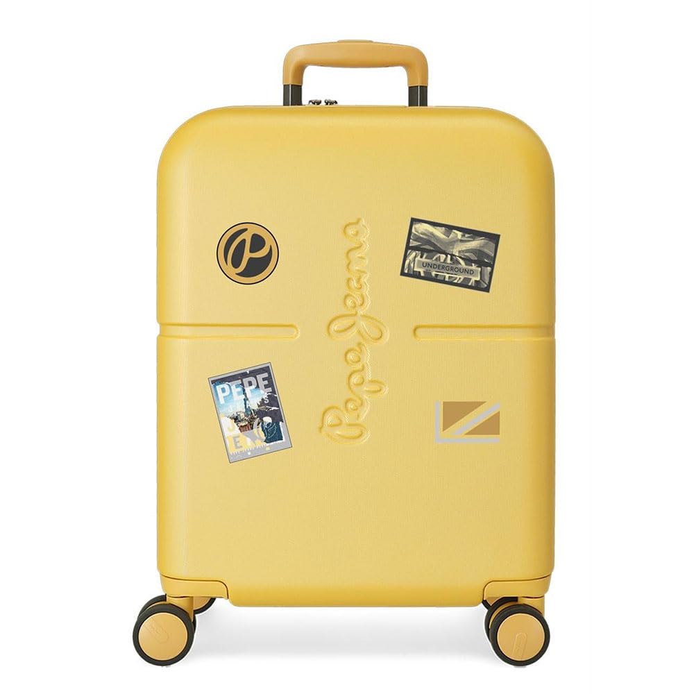 Pepe Jeans Chest Maleta de cabina Amarillo 40x55x20 cms Rígida ABS Cierre TSA integrado 37L 3,22 kgs 4 Ruedas dobles Equipaje de Mano
