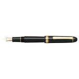PLATINUM Pluma estilográfica japonesa #3776 Century Gold Trim Black en negro, 0,44 – 0,54 mm, hecha a mano, pluma de oro de 14 quilates, con caja de regalo o pluma estilográfica.