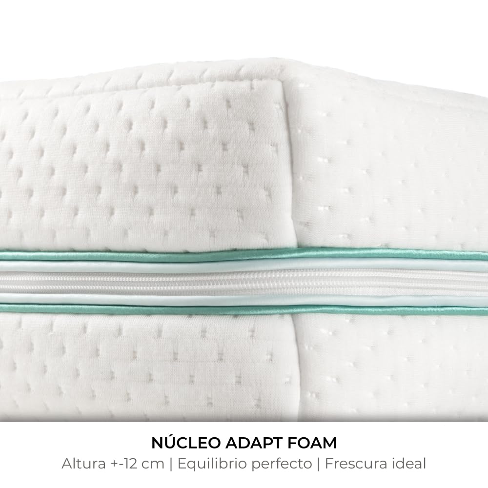 Nalui - Colchón Cuna Desenfundable 70x140cm Baby One con Núcleo Adapt Foam Suave, Transpirable y Acolchado Termorregulador. Hipoalergénico | Certificado Oeko-Tex® | Altura ± 12cm | Hecho en España