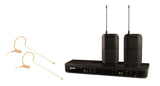 Shure Micrófono inalámbrico BLX188/MX53 con (2) micrófonos de Diadema, Receptor de Doble Canal y batería de 14 Horas y Alcance de 100m, para transmisiones, Iglesias y presentaciones en Banda T11
