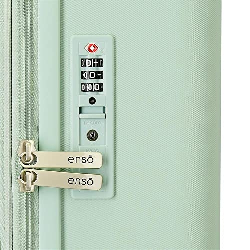 Enso Tropical Love Maleta de Cabina Verde 40x55x20 cms Rígida ABS Cierre TSA Integrado 37L 2,74 kgs 4 Ruedas Dobles Equipaje Mano