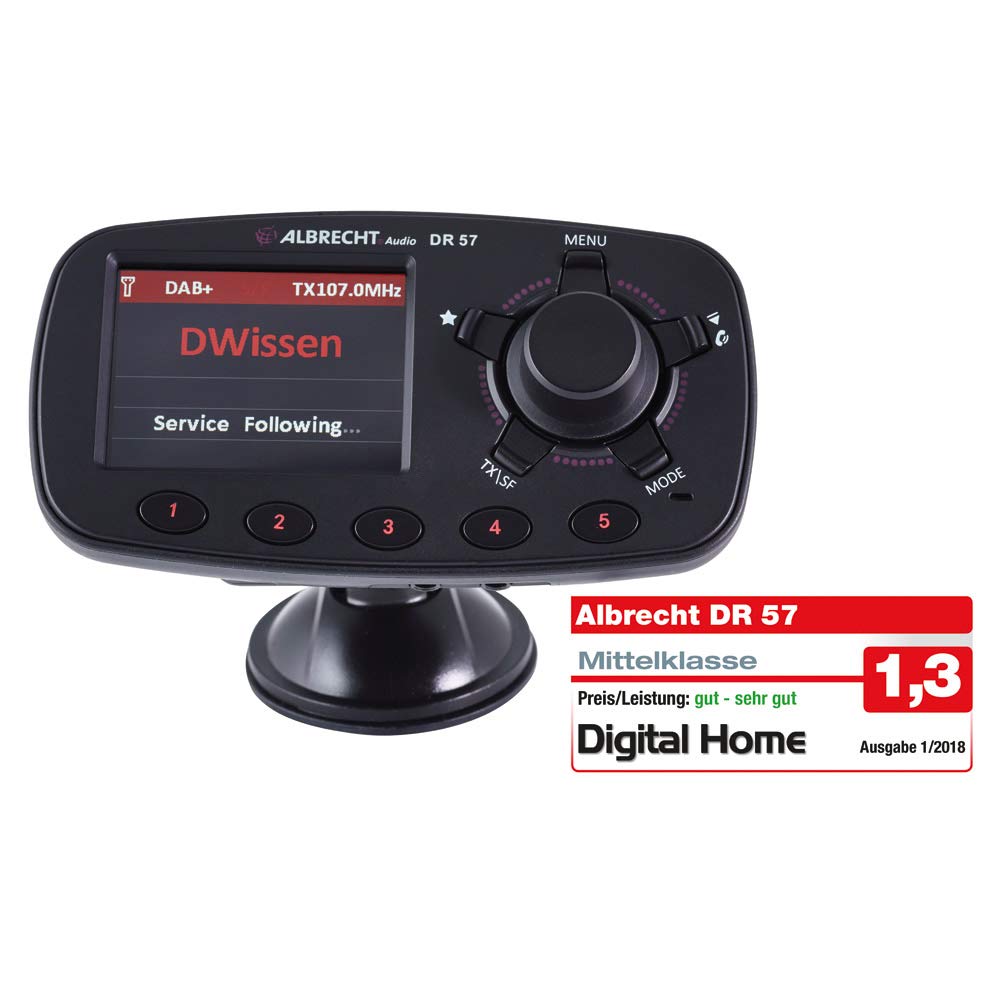 Albrecht DR 57 87.6-107.9MHz Bluetooth Negro - Transmisor FM (87,6-107,9 MHz, LCD, 6,1 cm (2.4"), Bluetooth, Encendedor de Cigarrillos, CC, 12-24)