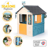 Smoby- Casa 4 Estaciones- para Aprender sobre Las Estaciones, Carillón de Viento, Veleta, Pluviómetro y Tablero Didáctico, A Partir de 2 años, Medidas: 102,7 x 121,8 x 143,4 cm (7600810731)