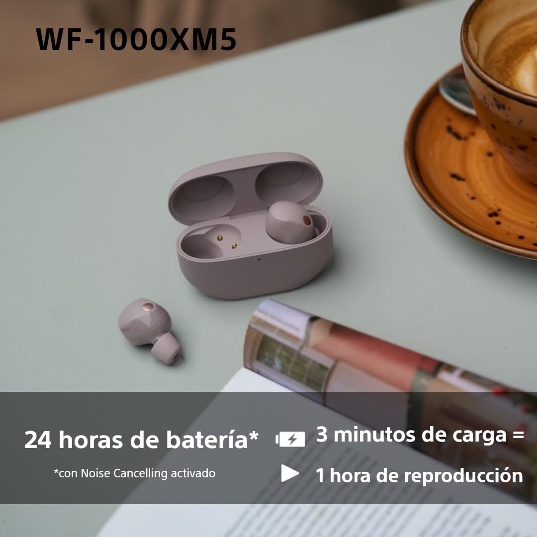 Sony WF-1000XM5 Auriculares In-Ear Inalámbricos, Noise Cancelling, Bluetooth, Micrófono, hasta 24 Horas de Batería, Carga Rápida, IPX4, Alexa y Google Assistant, iOS y Android, Rosa Palo