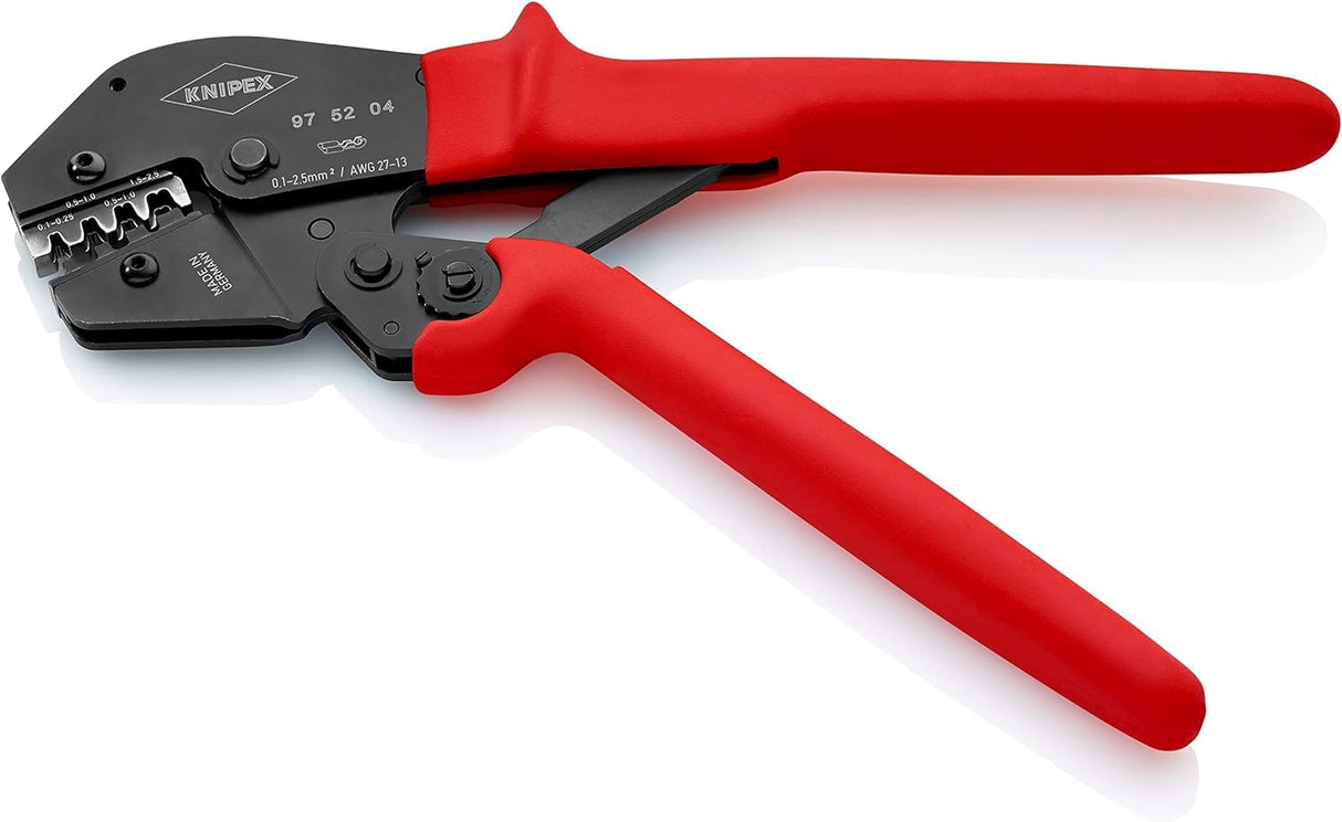 Knipex Alicate para crimpar terminales también para trabajar a dos manos bruñido, con fundas de plástico antideslizantes 250 mm 97 52 04