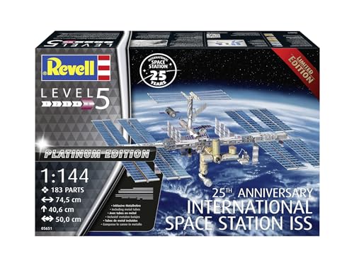 Revell Maqueta de construcción I Set de Regalo 25th Anniversary ISS Platinum Edition I INT. Estación Espacial I 250 Piezas I Escala 1:144 I para niños y Adultos a Partir de 13 años