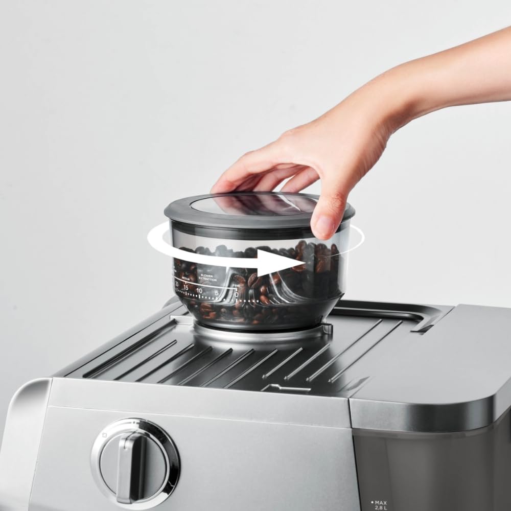 Polti Coffea G50S Cafetera con Molinillo de Café en Grano Integrado, para Espresso y Cappuccino, 30 Niveles de Molido, Steamymilk Profesional para Espumado de Leche, Plata