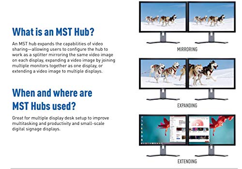 C2G DisplayPort 1.2 a Dual Displayport 4K Dual Monitor MST Hub, DP Multi-Stream Transport (MST)