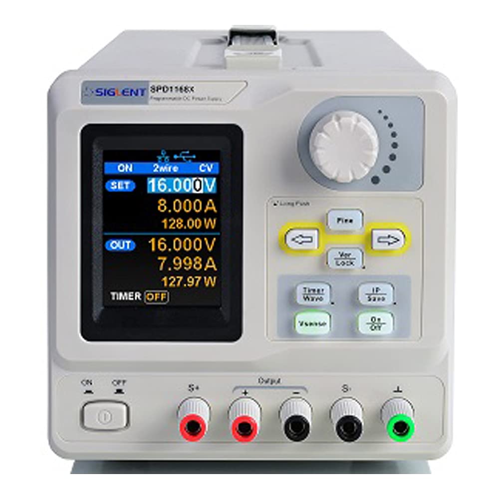 SIGLENT Serie SPD1000X Fuente de Alimentación, Voltaje de 5 Dígitos, 4 Hilos, 16V/8A, 128 W