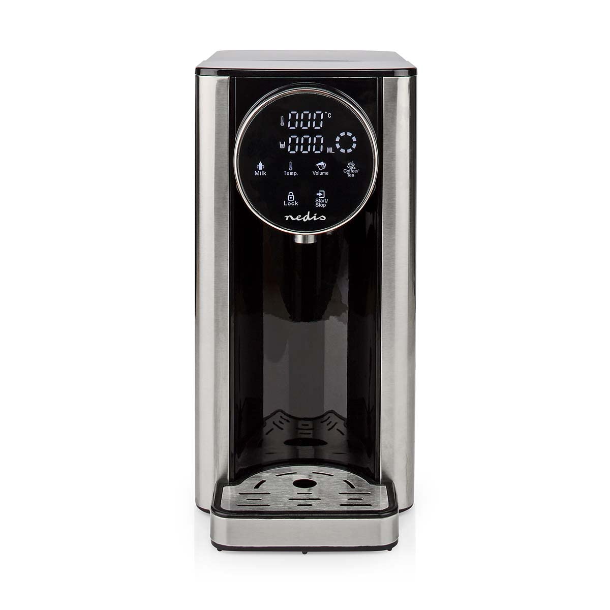 Nedis KAWD310FBK dispensador de agua caliente – depósito de 2,7 L – 2600 W de potencia – calentamiento rápido – control táctil – aluminio/negro