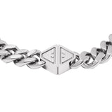 EMPORIO ARMANI Pulsera para hombre de acero inoxidable o de cuentas con cierre de langosta, Plata ceniza