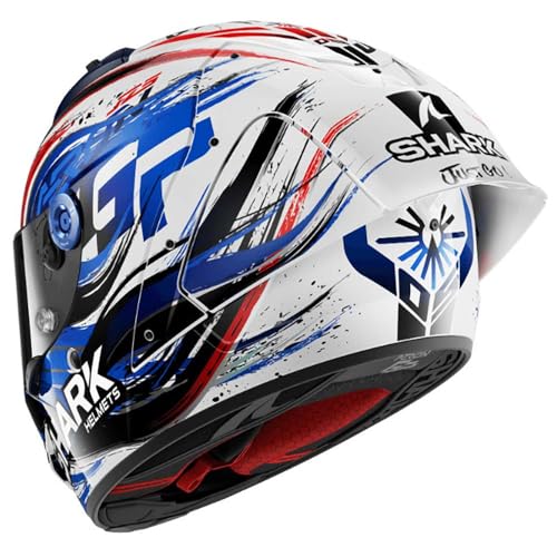 SHARK, Casco Moto Integral AERON GP FIM REPLICA ZARCO SIGNATURE White Black Blue WKB, XS