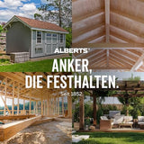 Alberts 836436 Anclaje de correa de cabrio, uso universal, galvanizado sendzimir, 33 x 33 x 210 mm, Juego de 100