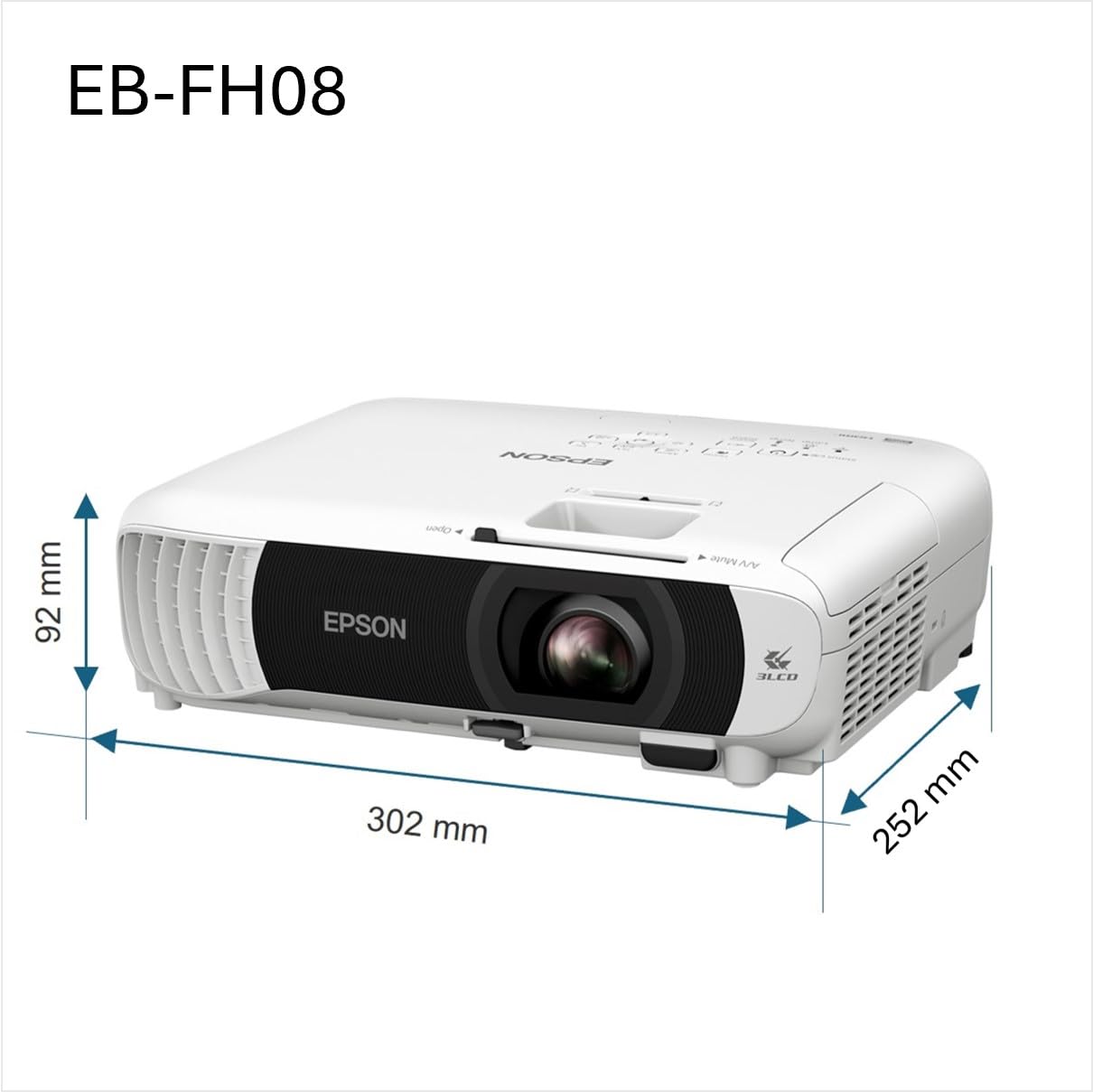 Proyector EB-FH08 Full HD con lámpara, 2 puertos HDMI, impresionantes tamaños de imagen sobre pantallas de hasta 337″ y 3600 lúmenes de luminosidad