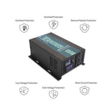 WZRELB Pantalla LED Duradera de Potencia Completa de 800 W, inversor Solar de Onda sinusoidal Pura de 12 V CC a 120 Vac (RBP80012B1)