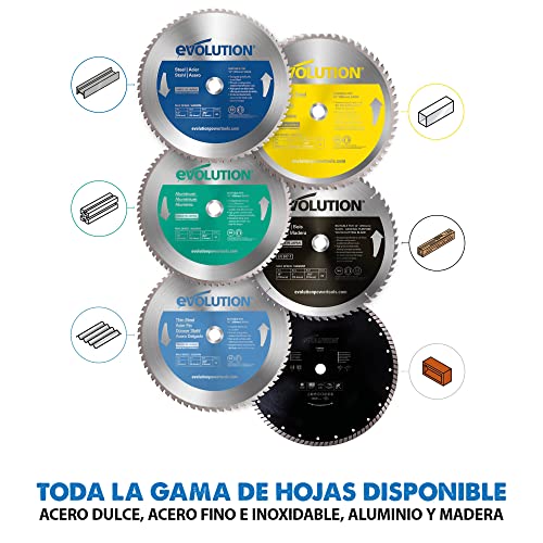 Evolution Sierra tronzadora industrial para acero de 355 mm S355CPS de Evolution: acabado que se puede trabajar al instante, sin calor, rebabas ni chispas. Incluye hoja para acero dulce