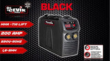 CEVIK PRO CE-BLACK200PLUS - Soldador Inverter MMA con Máscara de Soldadura y Portaelectrodo - 200A 40% 230V - Electrodos hasta 5mm - Display Digital -IGBT- Conectable a Generador - Máquina de Soldar