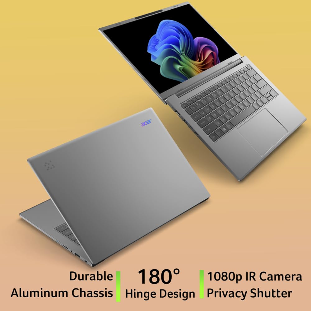 acer Aspire 14 AI Copilot+ PC A14-61M, Ordenador Portátil 14" WUXGA OLED (AMD Ryzen AI 5 330, 16 GB RAM, 512 GB SSD, AMD Radeon Graphics, Windows 11 Home), Color Plata, Teclado QWERTY Español