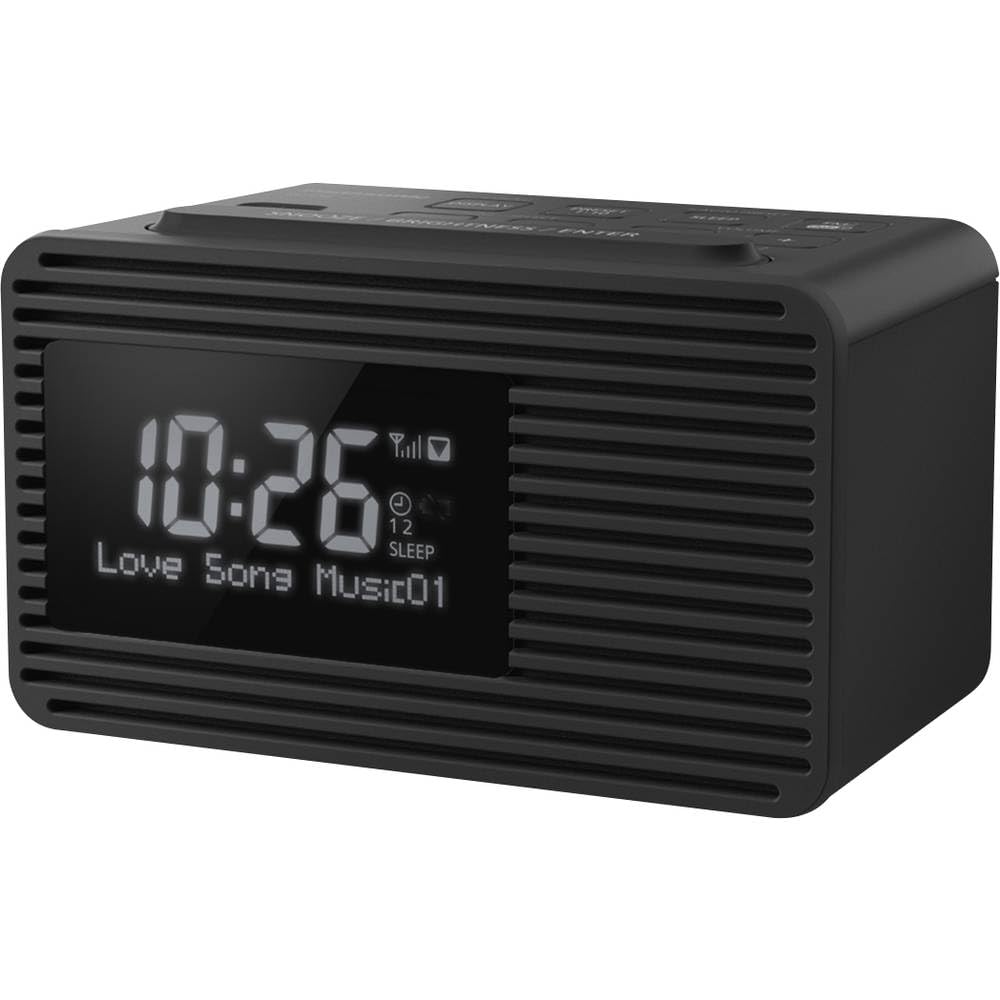 Panasonic RC-D8EG-K - Radio Despertador Digital Dab+, Pantalla Grande, Botón Snooze, Doble Temporizador, Carga de Smartphone con Puerto USB, Sleep Timer
