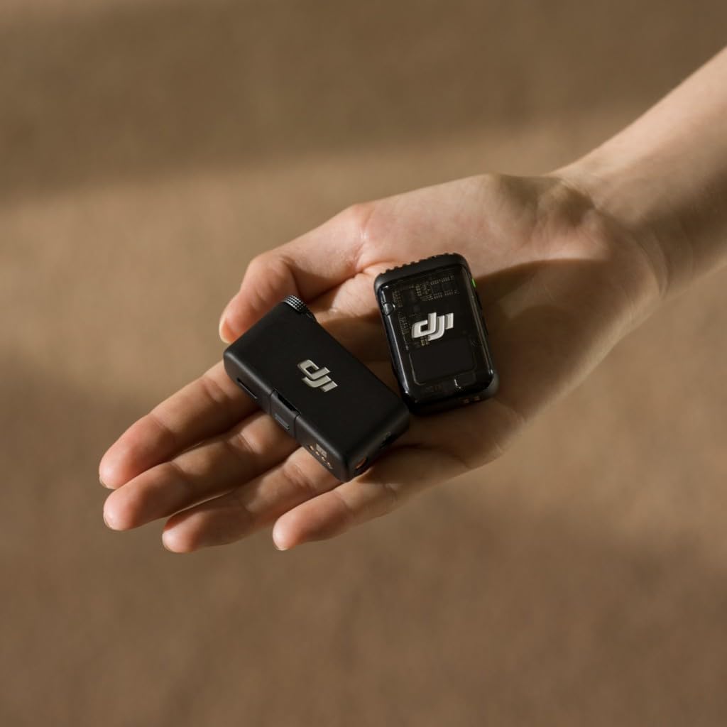 DJI Mic 2 (1 TX+1 RX), micrófono inalámbrico con cancelación de Ruido Inteligente, grabación Interna Flotante de 32 bits, Sonido optimizado, 250m de Alcance, micrófono para iPhone y Android