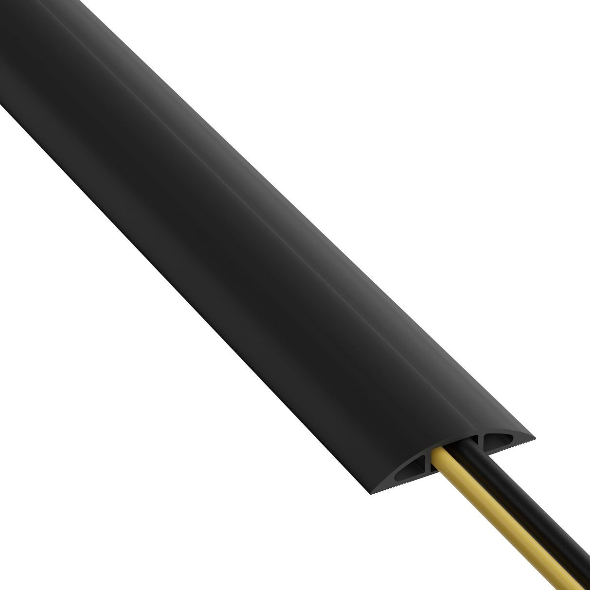 D-Line CC-1/9M Canaleta pasacables para suelo, Protector de cables, Cubre cables suelo - Cavidad para cables = 17mm (anch.) x 9mm (alt.) - 9-metro longitud - Negro