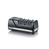 GRAEF CX125 Afilador eléctrico 3 niveles, ángulo 15°, recubrimiento de diamante, para cuchillos de cocina, caza, industriales y dentados, hojas ultra afiladas, negro