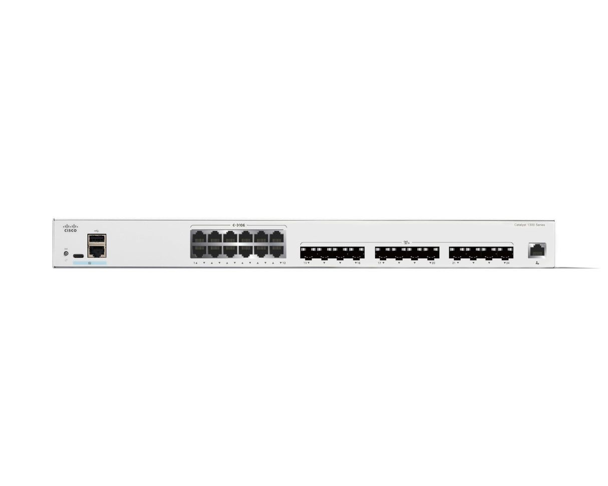 Switch gestionado Cisco Catalyst 1300-24XTS, 12 Puertos de 10G de Cobre, 12x10GE SFP+, protección Limitada de por Vida (C1300-24XTS)