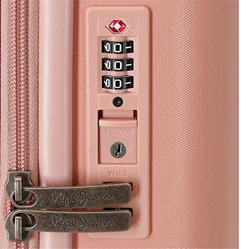Pepe Jeans Chest Maleta de cabina rosa 40x55x20 cms Rígida ABS Cierre TSA integrado 37L 3,22 kgs 6 Ruedas dobles Equipaje de Mano