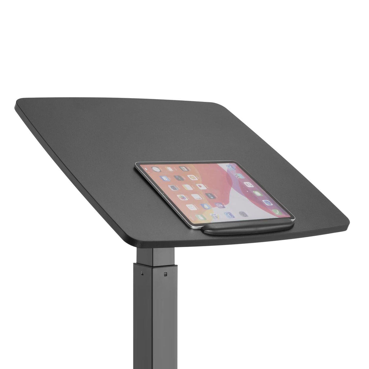 Maclean MC-892B Escritorio para Ordenador portátil de Altura Regulable con Ruedas Escritorio de pie Regulable en Altura hasta un máximo de 113 cm 30 Grados Inclinable Negro