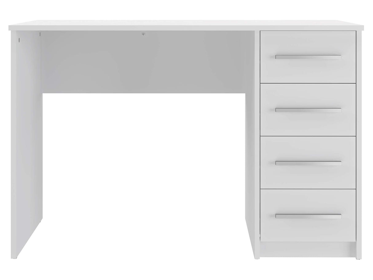 Amazon Basics Escritorio moderno para oficina en casa, escritorio para PC con 4 cajones, fácil montaje, 142 x 279 x 187 cm, color blanco