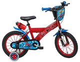 A.T.L.A.S. Bicicleta Infantil de 14 Pulgadas, Spiderman/Marvel Equipada con 2 Frenos, Placa Frontal Decorativa, Botella Trasera y Casco Spiderman Incluido!, Color Rojo idéntico a Las Fotos
