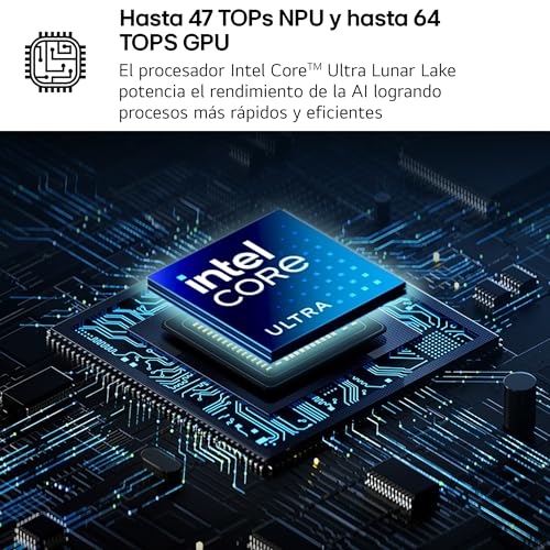 LG gram 17Z90TL-G.AU88B Ordenador Portátil 17 Pulgadas Intel Core Ultra7 258V, 32 GB RAM, 1TB SSD, Panel IPS Antirreflejo, WQXGA, 1.460 g, 24.5 Horas, Windows 11 Home, Negro, Teclado QWERTY Español