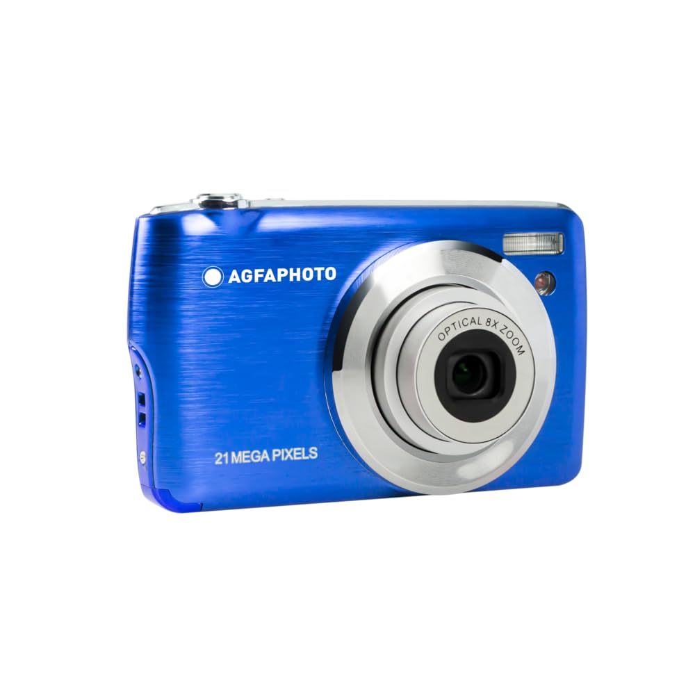 AGFA Photo Realishot DC8200 - Cámara Digital Compacta, 18MP, Video Full HD, Pantalla LCD 2.7'', Zoom Óptico 8X, Batería de Litio y Tarjeta SD de 16GB - Azul