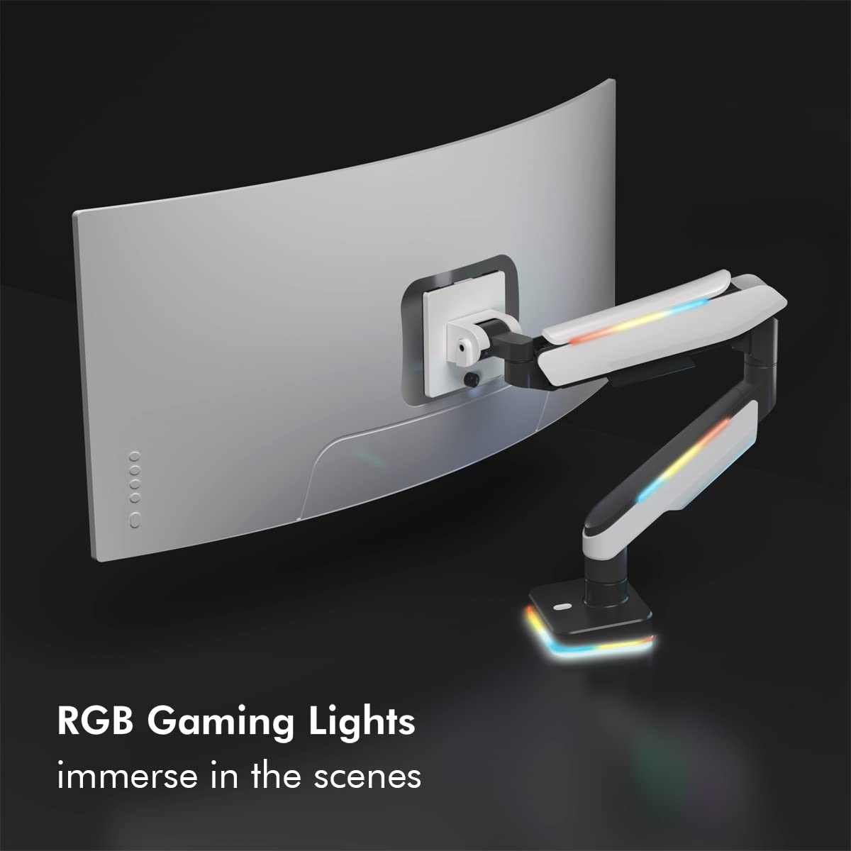 LogiLink Soporte para Monitor de 17 a 49" con Resorte de Gas, Soporte de Mesa o Montaje de Agujeros de Mesa, Capacidad de Carga de hasta 20 kg, diseñado para Gamer con Efecto de iluminación
