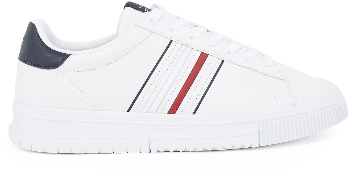 Tommy Hilfiger Sneaker con Suela Cupsole Hombre Modern Stripes con Logotipo, Blanco (White), 45