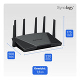 Synology RT6600ax Router WiFi6 1xWAN 3xGbE 1x2.5Gb routeur Sans Fil Tri-Bande (2,4 GHz / 5 GHz / 5 GHz) Noir