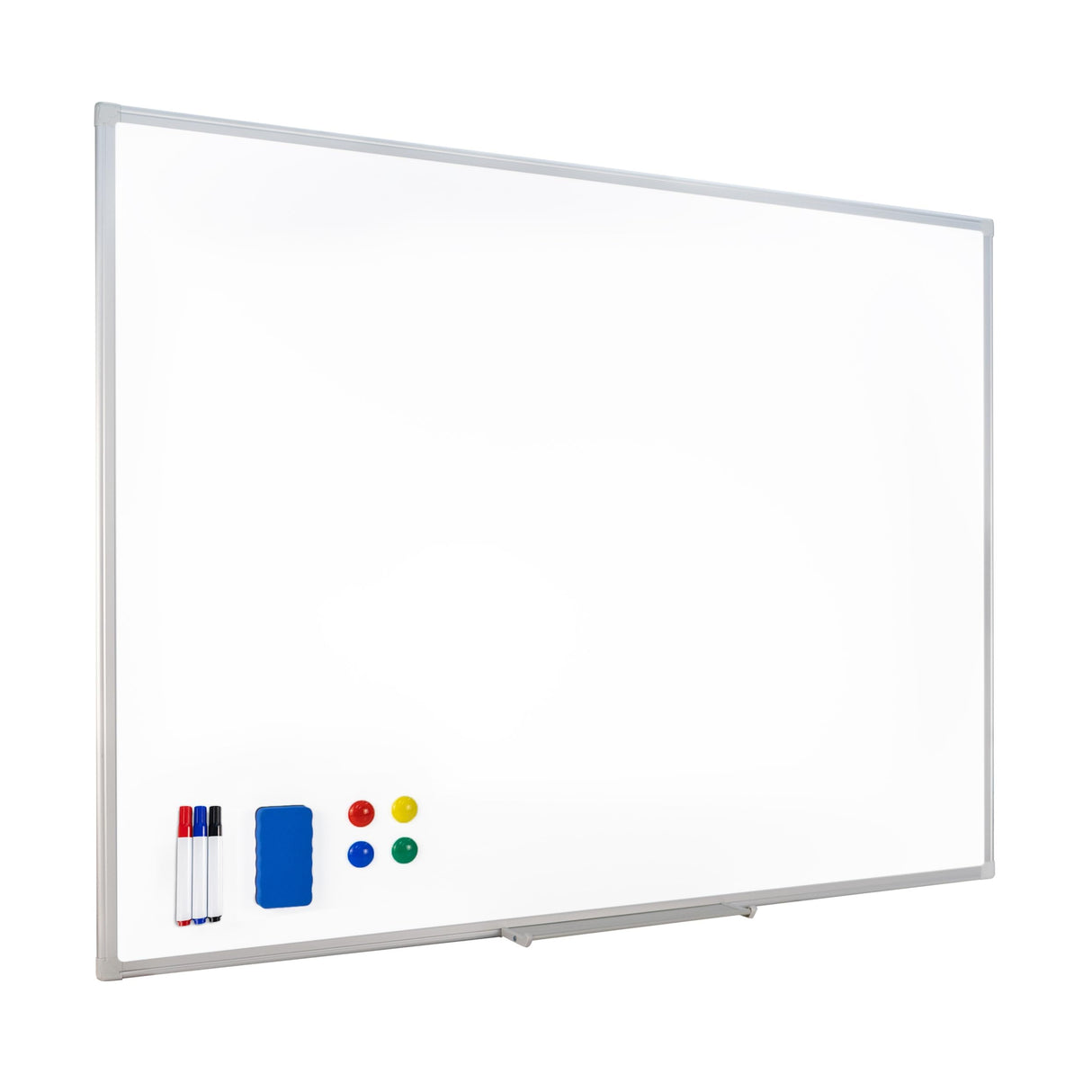 Raylu Paper® - Pizarra blanca magnética para pared con marco de aluminio, pizarra blanca magnética de borrado en seco grande con bandeja para rotuladores (120 x 90 cm)
