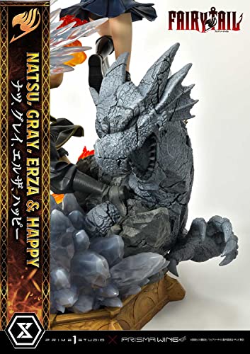 Prime 1 Studio Fairy Tail - Figura Decorativa de Natsu, Gris, Erza, Happy - Figura de Estatua de Lujo, versión 1/7, 57 cm