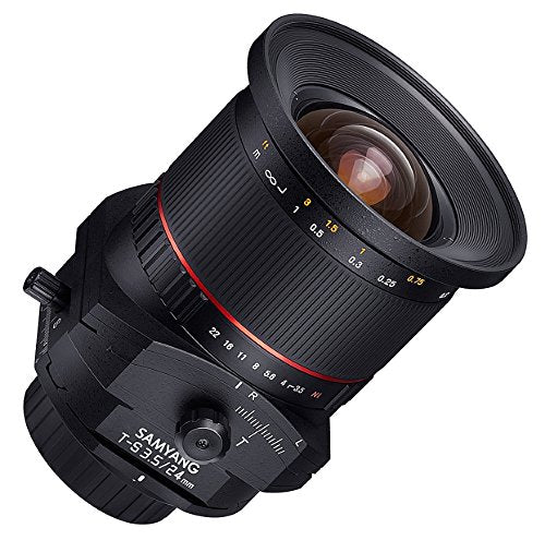 Samyang F1110905101 - Objetivo fotográfico DSLR para Sony A (Distancia Focal Fija 24mm, Apertura f/3.5-22 T/S ED AS UMC, diámetro Filtro: 82mm), Negro