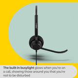 Jabra Engage 40 Auriculares Estéreo con cable, Inline Call Control, 2 micrófonos, cancelación de ruido, ultraligero, cable USB-A, Certificado para MS Teams, funciona con todas las plataformas, Negro