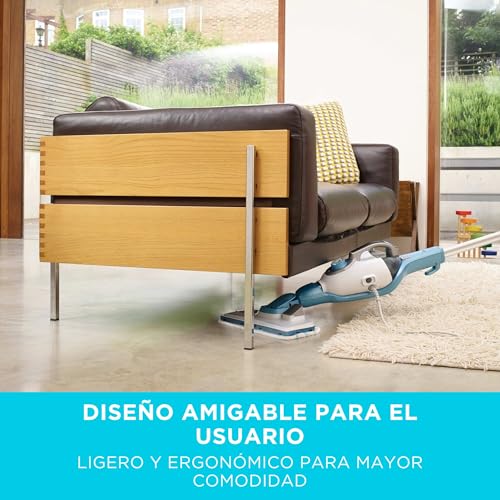 BLACK+DECKER Mopa a Vapor con Cable 1300W 12 Accesorios, Blanco/Azul Cielo, FSMH1321JSM-QS