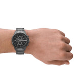 Armani Exchange Reloj para hombre de acero inoxidable en tono plomizo con cronógrafo, AX2454, Gris oscuro y negro
