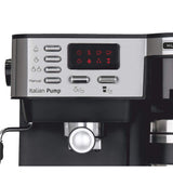 HAEGER Multi Coffee - Cafetera Espresso con 1450w, Capacidad: 1,2L - Pantalla de LED, Boquilla de Espuma y Bandeja de Goteo Desmontable, Cesta del Filtro extraíble y Lavable.