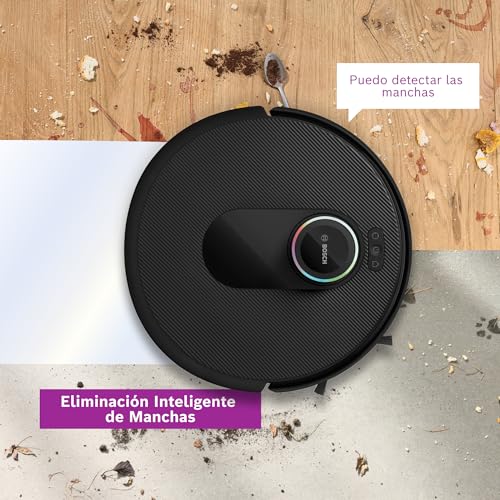 Bosch - Robot Spotless MAX CAM, BCRDW3BX, aspira y friega, Potencia 11.000 Pa, Almohadillas giratorias, estación Seca-húmeda, Visión Inteligente por luz estructurada, Cámara, Home Connect App, Negro