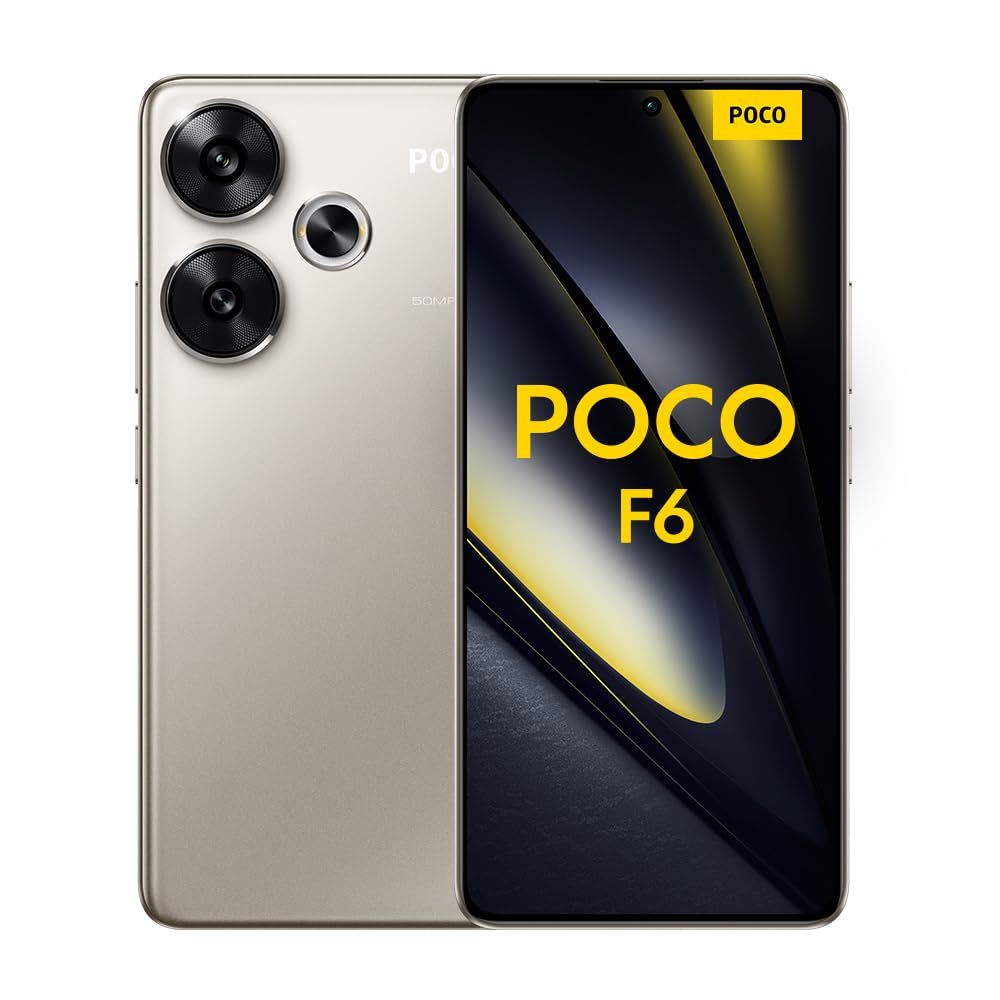 XIAOMI Poco F6 - Smartphone de 8+256GB, Snapdragon 8s Gen 3, Pantalla AMOLED de 120 Hz, Carga Turbo de 90W, cámara Dual de 50MP con OIS, Titanio (Versión ES)